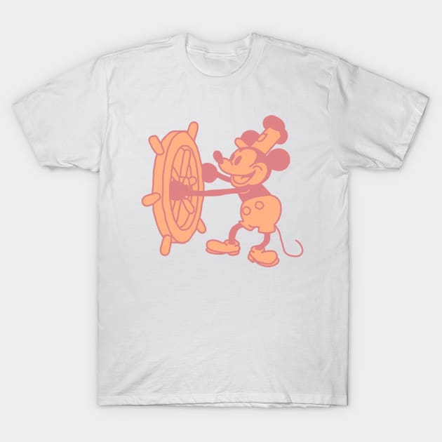 Peach Fuzz Steamboat Willie Mouse Pantone Color of the Year 2024 T-Shirt by ellenhenryart